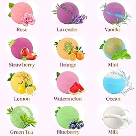 Bath Bombs Gift Set Large 12 PCS 2.8oz Organic Natural Essential Oils, Relax and Moisturize Skin, Luxury Spa Bomb Gifts for Girl, Mom, Kids, Wife, Birthday, Valentine\'s Day, Anniversary