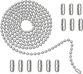 Extensor de corrente para ventilador de teto de 304 cm - Corrente esférica de aço inoxidável com 12 conectores, comprimento ajustável para ventilador/luminárias, lâmpadas, cortinas, etiquetas de