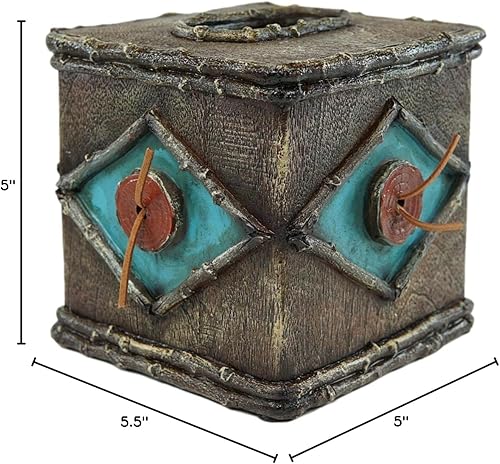 Miniatura 6 de Ebros Gift Rústico Southwestern Old World Country Turquesa Bullseye con bordes de madera de rama, accesorio de baño de madera sintética, escultura