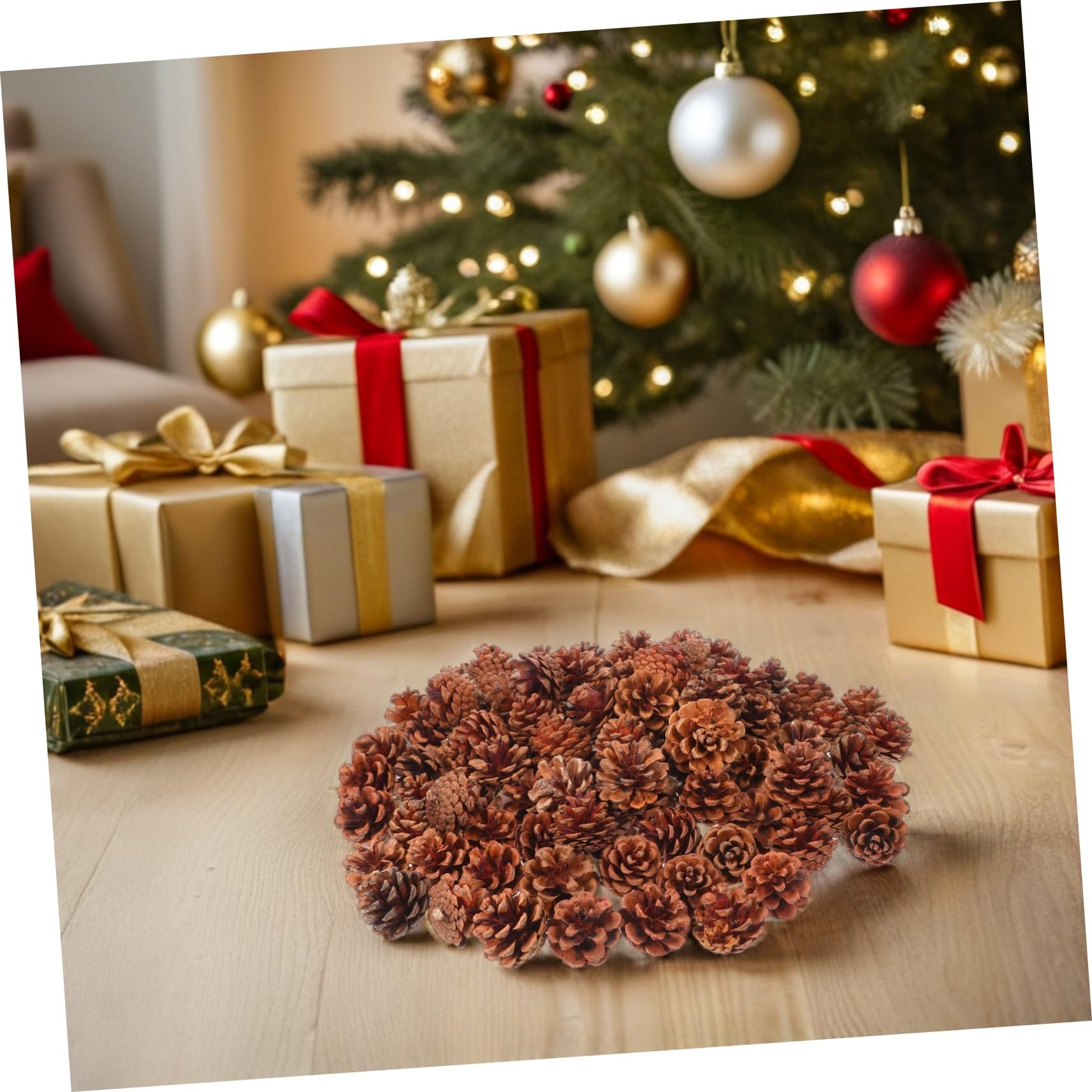 TOPBATHY 130 Mini Piñas de Pino Auténticas para Adornos Rústicos de Temporada, Relleno para Jarrones y Adornos Navideños para Mesa de Centro