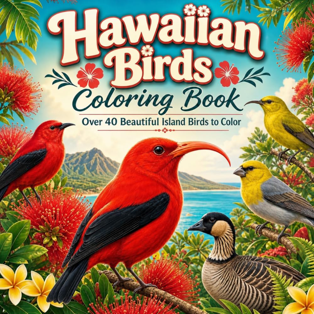 Hawaiian Birds Coloring Book: Over 40 Beautiful Island Birds to Color