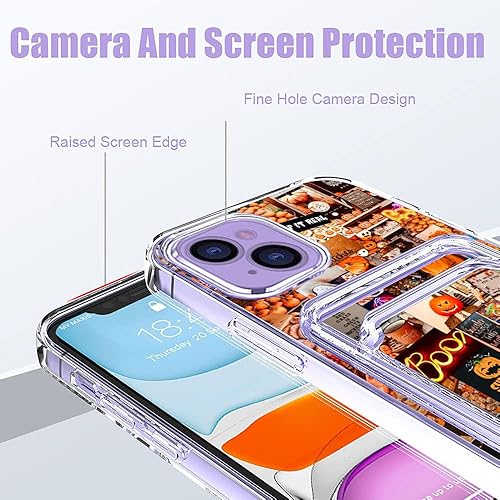 Miniatura 3 de Kyppwh Funda estética para iPhone 14 Plus con tarjetero, diseño de calabaza retro, diseño moderno y moderno, funda de regalo de TPU suave para