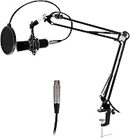 Vista 1 de Pyle Soporte de Micrófono Boom de Suspensión con Montura de Choque – Soporte de Micrófono de Escritorio Ajustable Brazo Boom con Abrazadera, Cable