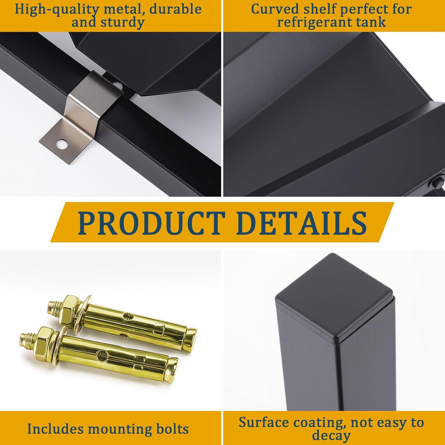 Refrigerant Tank Rack 3 x 30 Lb, Stable Refrigerant Cylinder Tank Rack, 35.1 x 12.6 x 12.2 Inches, Black Cylinder Sufficient Storage Holders for Oxygen, Nitrogen, Acetylene