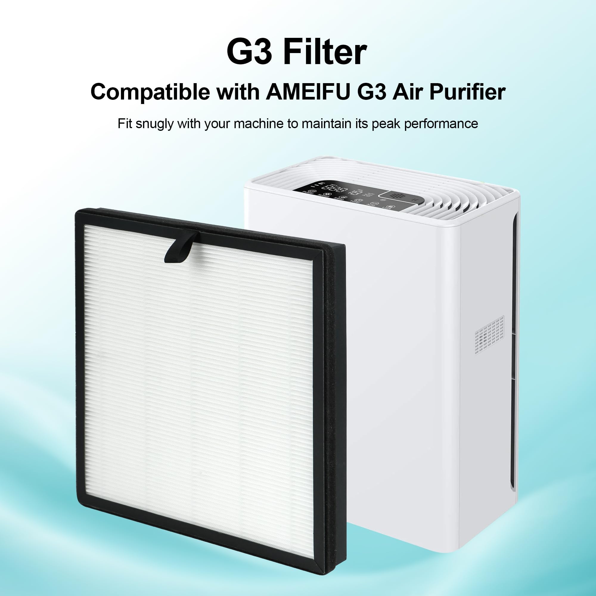2 Packs Replacement Filter Compatible with AMEIFU G3 / FXAP2W / Sferf-30 & VEWIOR A3 / A3N / ClearAir-A3 Tailulu HQZZ-260 Air Purifi-er with 3 Stages HEPA, Activated Carbon Filter and Pre-Filter