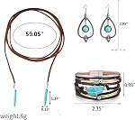 Turquoise Jewelry Set Collier Femme Boucle Doreille Femme Bracelet Femmes Country Concert Outfits for Women Western Boho Dresses Multi Piece Adjustable Necklace Earrings Bracelet Vintage Teardrop Gift for Women
