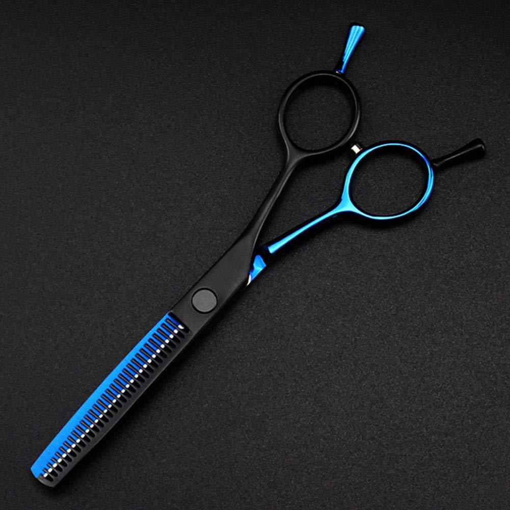 Profesional Japón 440C 5,5 pulgadas azul y negro tijeras de corte de pelo corte de pelo adelgazamiento tijeras de corte de pelo tijeras de peluquería juego para hombres y mujeres
