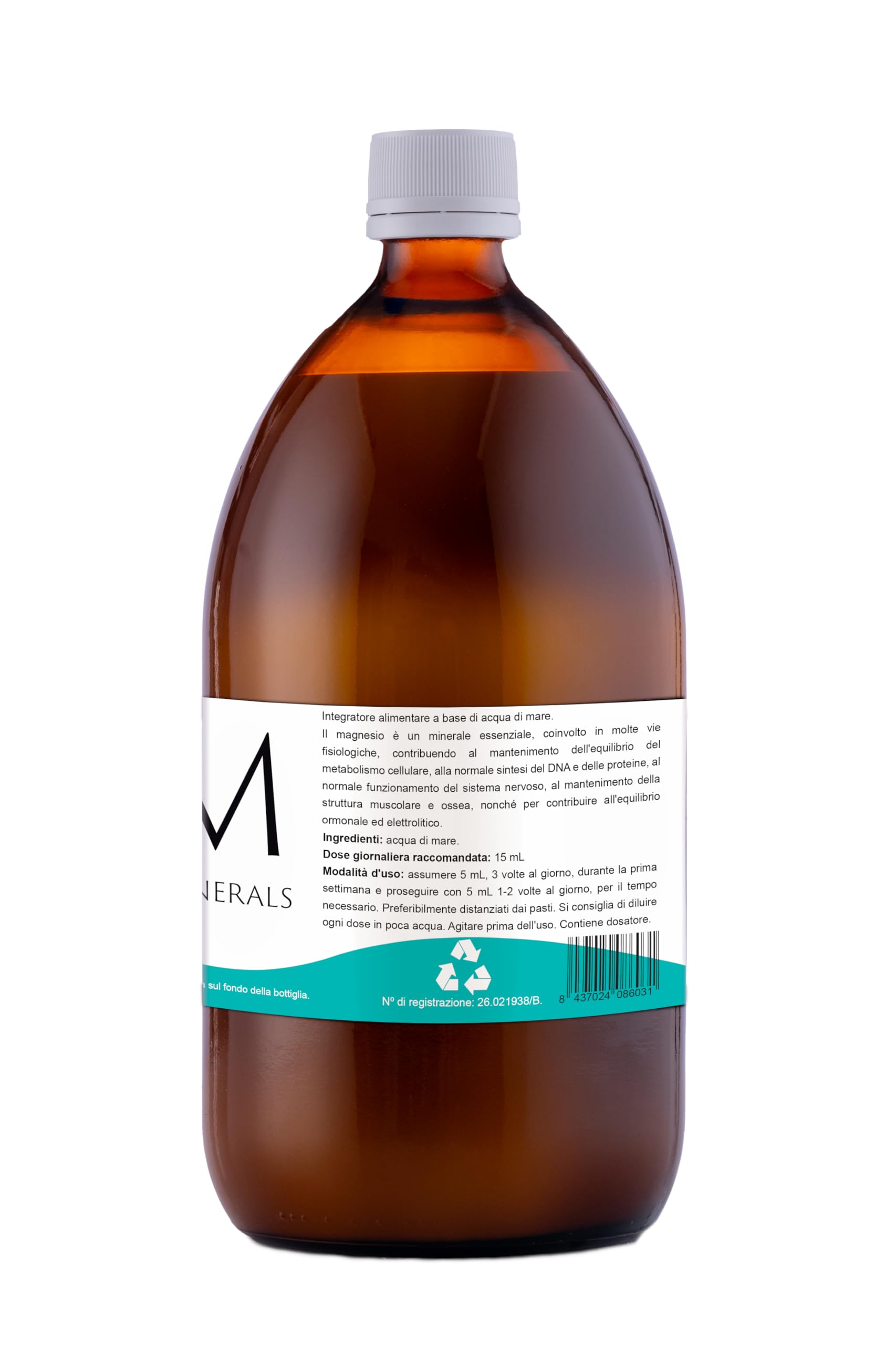 Ormus Organic Mineral 1000 mL - Ormus Premium - Ormus Concentrato - Acqua di mare - Ormus marino - Minerali - Oligoelementi - Mono-Atomi - Liquido - 1 unità