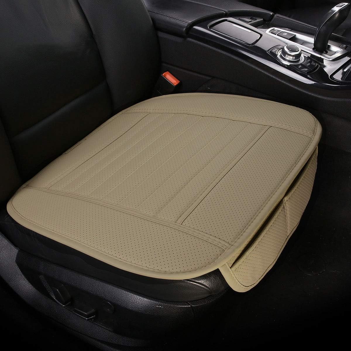EDEALYNPU Leather Car Interior Seat Cover Car seat protection cover for Auto Car Supplies Office Chair Beige (1PCS)