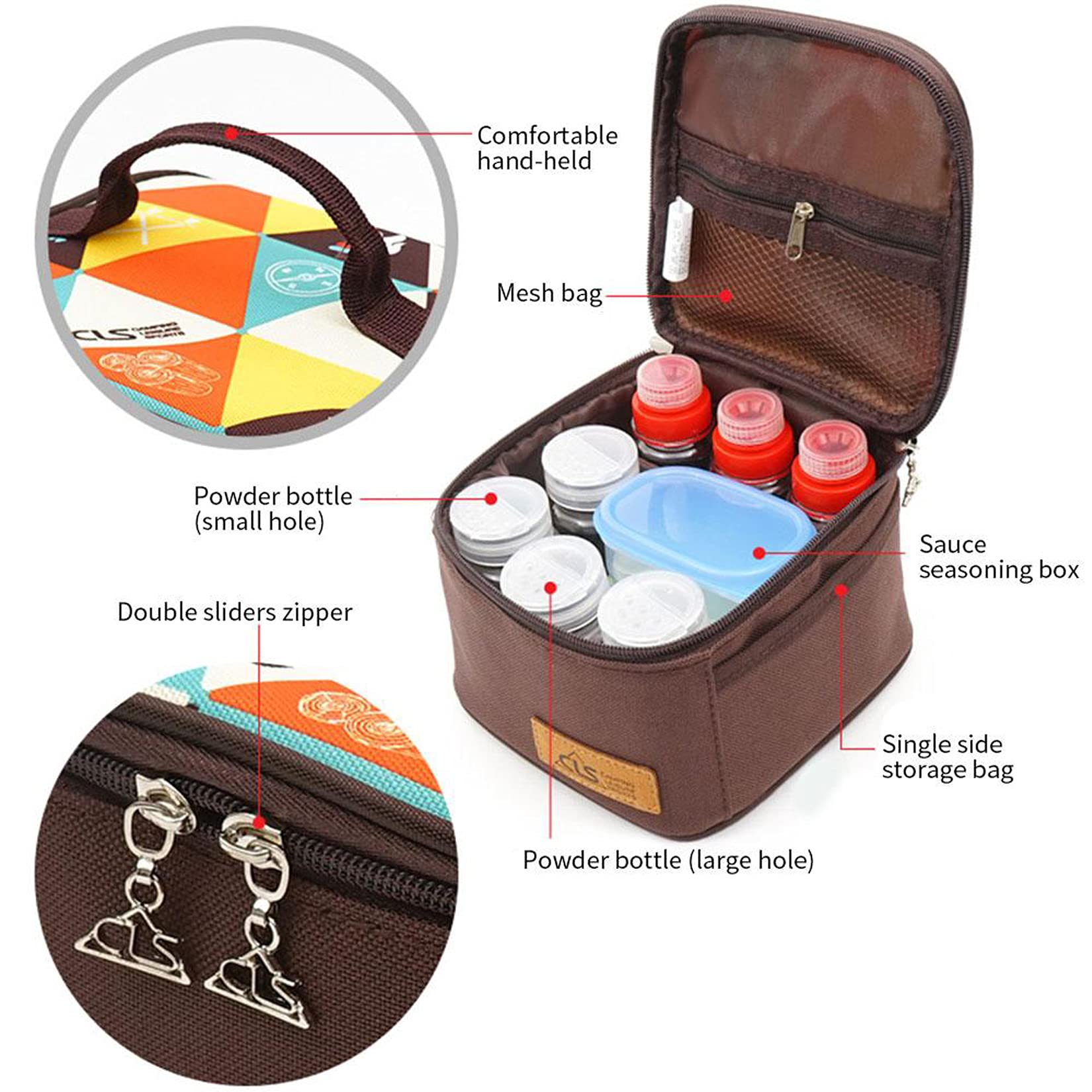 RoseFlower Set di Bottiglie per Condimento All'aperto, 10 Pz/set Barattoli Spezie Portatile campeggio Condimento e Aceto Contenitore con Borsa per Il Trasporto per Barbecue Viaggio Cucina