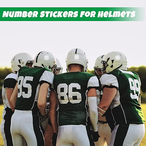 Miniatura 2 de Teling 400 calcomanías de números de casco deportivo blanco de 1.5 pulgadas, calcomanías de vinilo de números de hockey, calcomanías autoadhesivas
