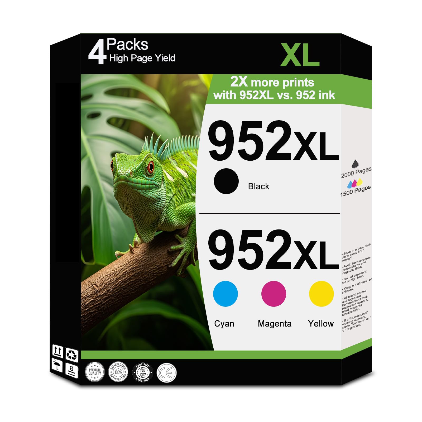 952XL Ink Cartridges Combo Pack Compatible for HP 952 XL for HP952 OfficeJet Pro 8710 7740 8720 8725 8210 8715 8702 8740 7720 8730 8216 Printers Black Cyan Magenta Yellow 4-Pack