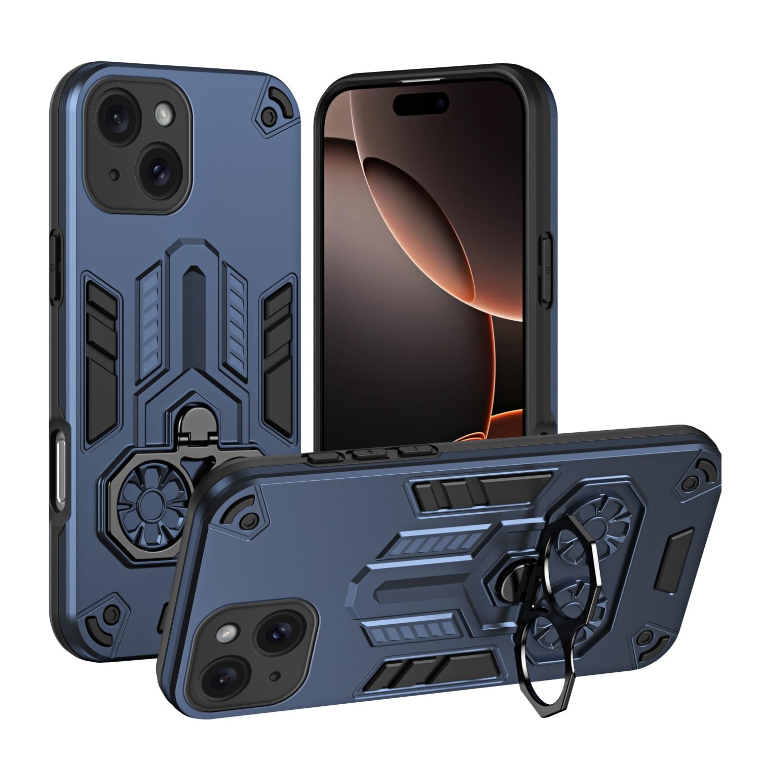 Coque iPhone 15 antichoc de qualité militaire en PC texturé mat bleu - 8