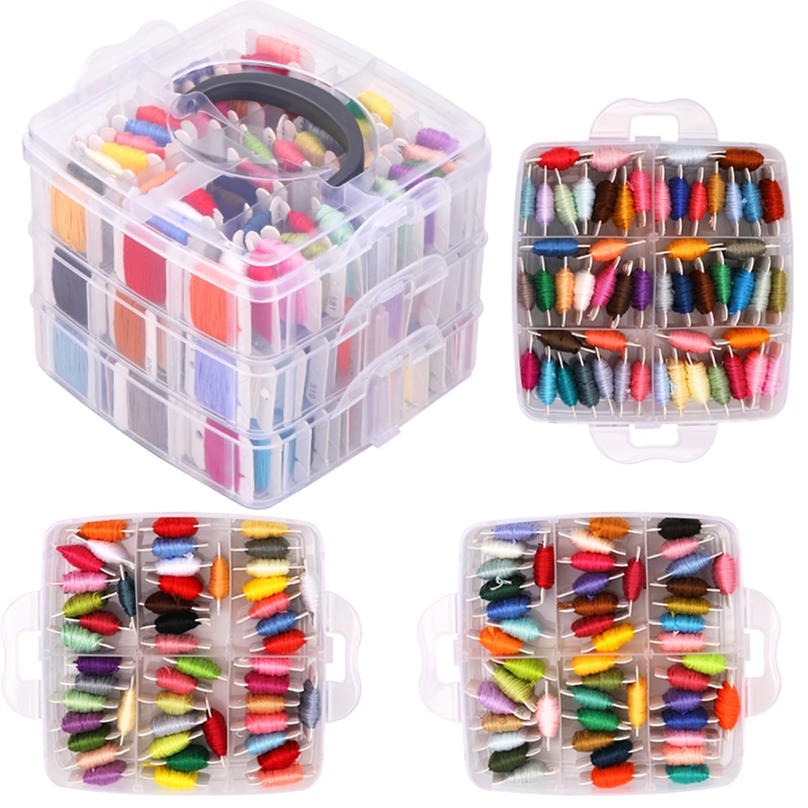 Hilos de Punto de Cruz Juego de 150 Colores, Hilo de Bordar, Hilo de Coser de Punto de Cruz de Alta tenacidad, Caja organizadora for Manualidades DIY, Hilos.