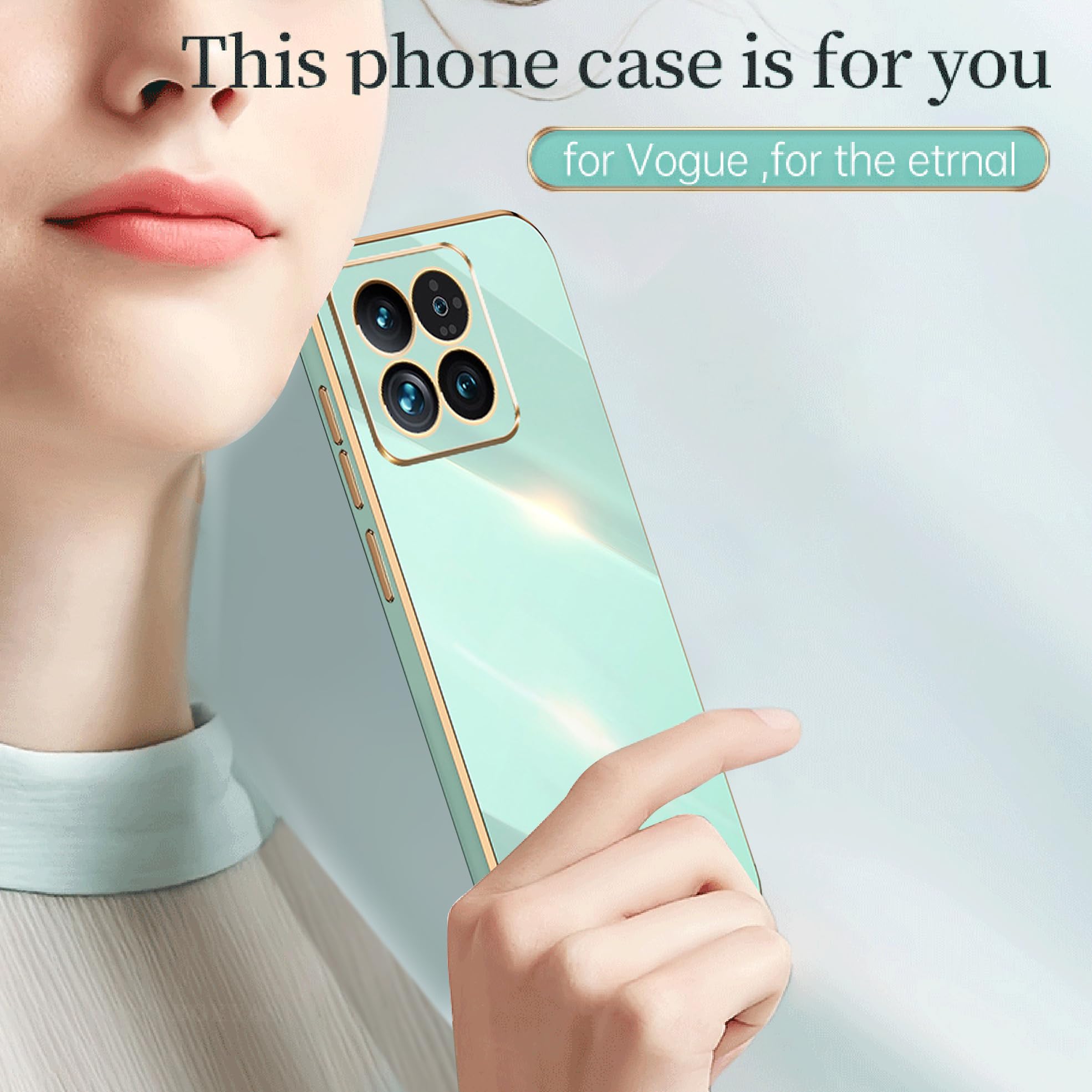 BOKYAS Handyhülle Für Xiaomi 14 – Stoßfest, Mit Kameraschutz, Ultra-dünn, Galvanisiertes Design In Grün, Aus Silikon