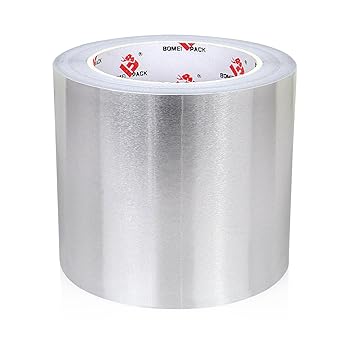 BOMEI PACK Aluminum Foil Tape,Heavy Duty Metal Foil Tape,High Temperature Silver Duct Tape,Perfect for Sealing & Patching,HVAC,Air Ducts,Insulation and Metal Repair 4 Inch