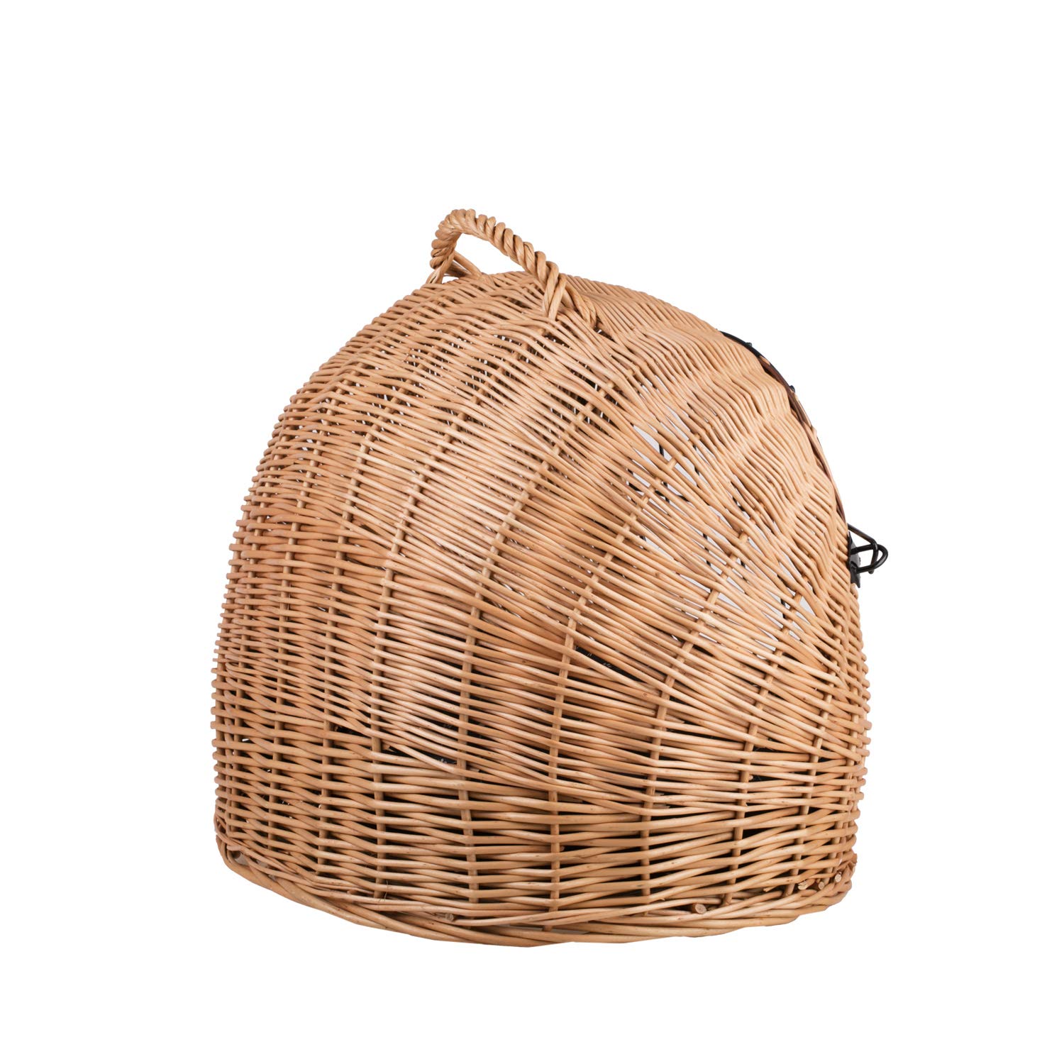 e-wicker24 Transportino Gatto in Vimini Cuccia Gatto Interno Transportino per Gatti con Cuscino Morbido Cesta per Gatto Cesta per Gatti in Vimini Cuccia Igloo Cane (55 x 45 H: 47, naturale_nero)