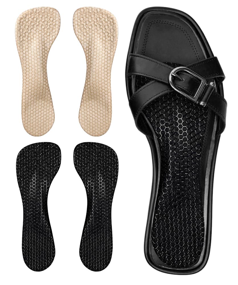 Unribeau 3/4 High Heel Cushion Insoles, Self-Adhesive Arch Support Inserts for Flat Feet and Arch Pain Relief, Gel Shoe Inserts for Sandal, Flats and
