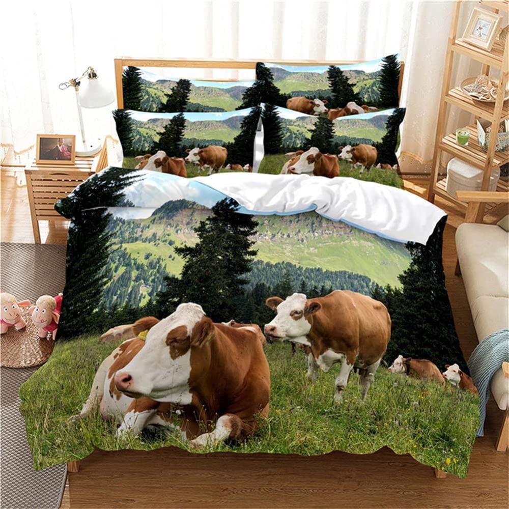 Housse de couette 220x240 vache des prés pour une chambre style campagne nature