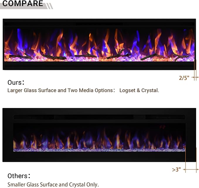 Chimenea Eléctrica 50 Pulgadas, Ultra Delgada 4.3 Pulgadas, Empotrable y Colgante miniatura 6