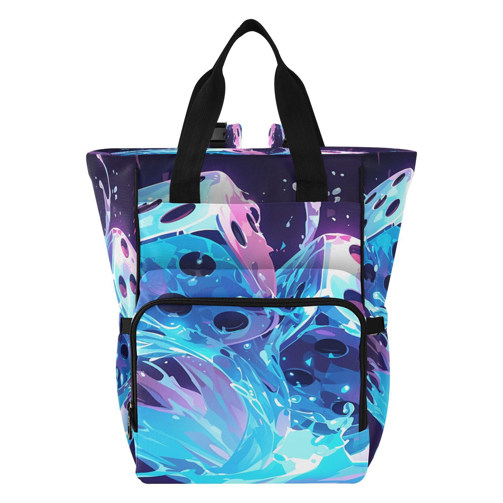 Dados Azules Salpicaduras Vibrantes Bolsa de Pañales Mochila de Viaje Gran Capacidad Bolsas para Mamá Papá Mujeres Niñas