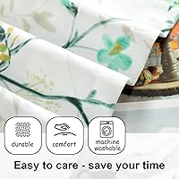 Vista 134 de VOGOL Cenefas con patrón de pájaros para ventanas de cocina, cenefa texturizada de lino con estampado floral y pájaros para ventanas pequeñas