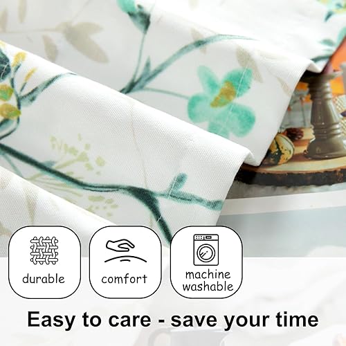 Miniatura 134 de VOGOL Cenefas con patrón de pájaros para ventanas de cocina, cenefa texturizada de lino con estampado floral y pájaros para ventanas pequeñas