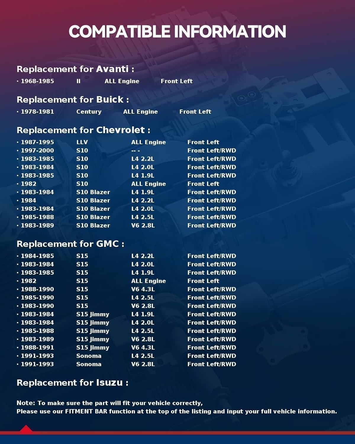 KAX Front Left Brake Caliper 184072 Compatible For S10 1982-2003, Sonoma 1991-2003, Camaro/Firebird 1982-1992, El Camino/Regal 1978-1987, Monte Carlo/Cutlass Supre-me 1978-1988, S10 Blazer 1983-1994