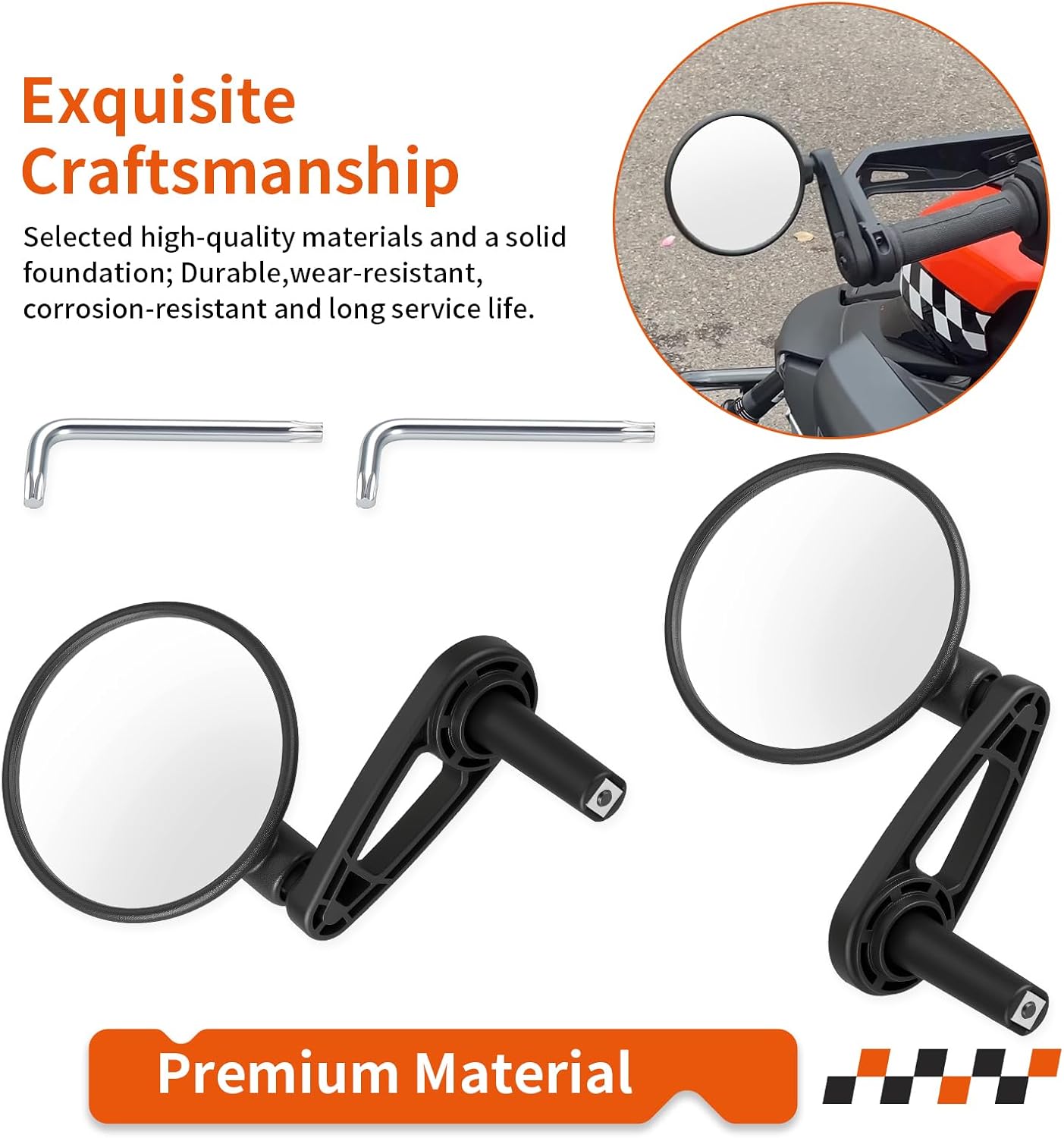 2pcs Left or Right Mirror Assembly W/Tool For Can-am Ryker 600 ACE Ryker Sport Rally 900 ACE 2019-2025 705011225 705018904