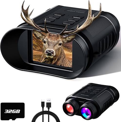 Regalos para el día de San Valentín y gafas de visión nocturna, prismáticos IR 4K HD mejorados de 5 W, zoom digital 8X, batería recargable, tarjeta