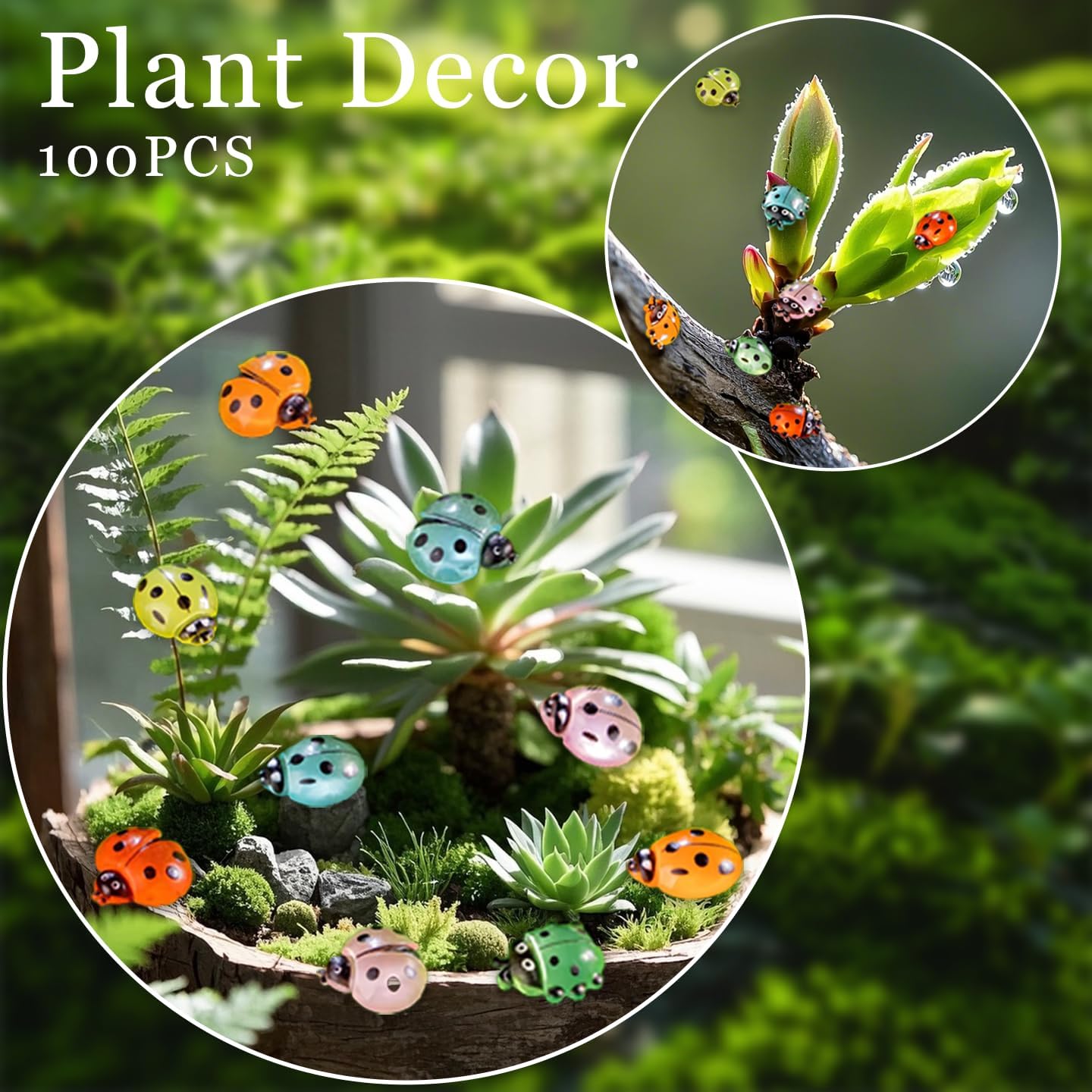100 Pieces Mini Resin Ladybug Flatback Charms with Storage Box, Multicolor