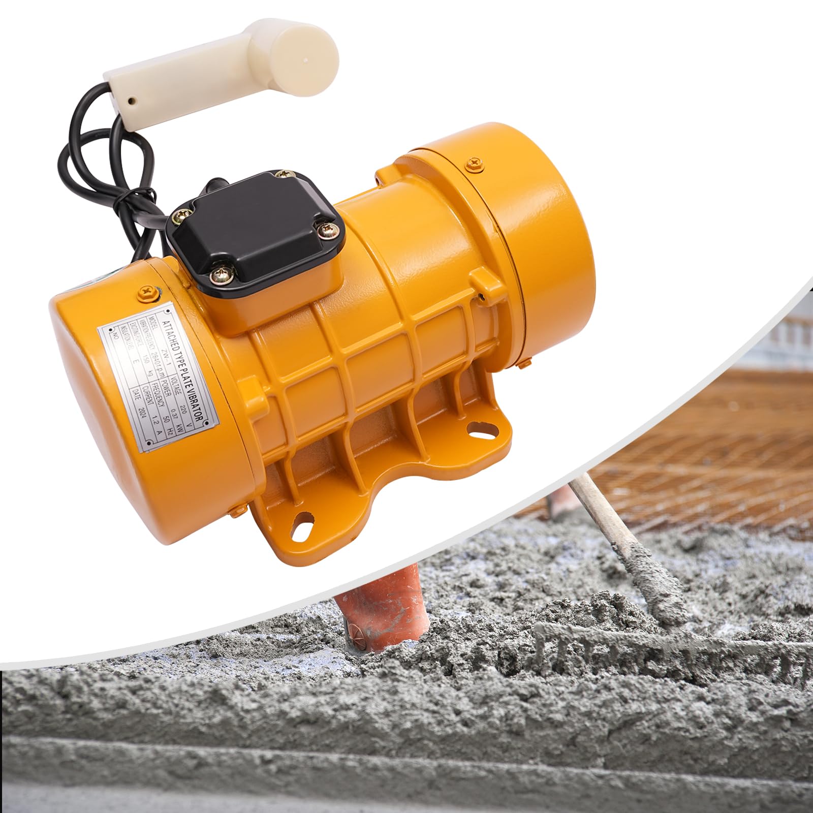 Vibrationsmotor 220V 370W, Industrieller Betonrüttler mit 150kg Erregungskraft & 2840 U/min, Einstellbarer Rüttelsieb Elektrisch für Baustelle, Silos und Siebe, IP44 Wasserdicht (370, Watt)