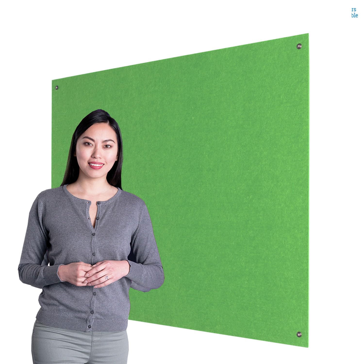 Wonderwall Fire-Retardant Frameless Noticeboard - 120 x 120cm with Fixings, Accepts pins & Staples 8 Colours to Choose from (Apple Green) Ideal for School. Office, & Busy Public Spaces — image 1