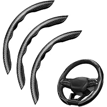 Carbon Fibre Steering Wheel Cover 3PCS Black Car Steering Wheel Covers - Anti-Slip Segmented Steering Wheel Protector, Universal Fit for 14-16 Inch O/D-Shaped Wheels, Car Interior Accessories for Cars