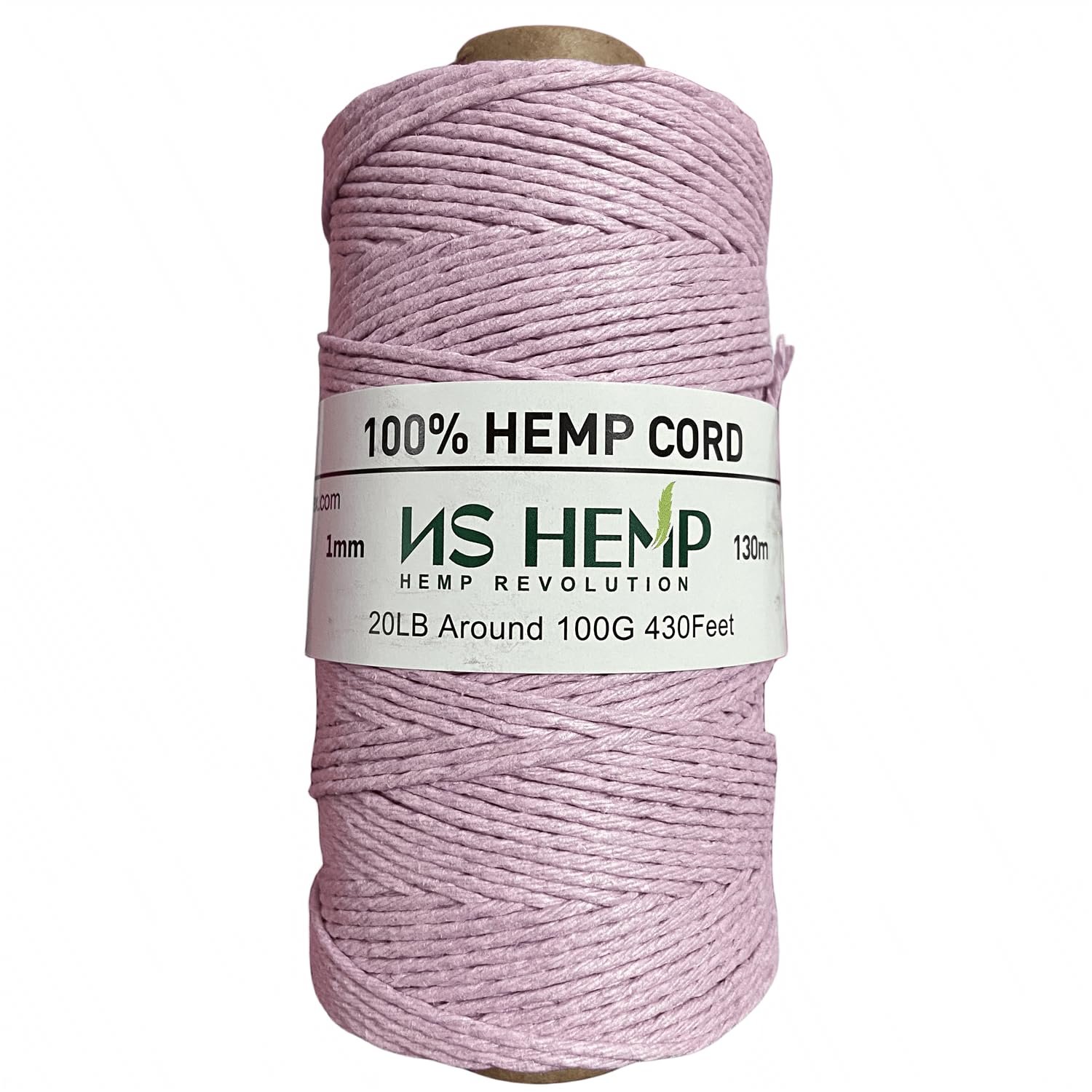 【 NS HEMP 】 100% Hemp Cord for Jewelry Making, Hemp Cord 1mm, 130 Meters (22# Light Pink)