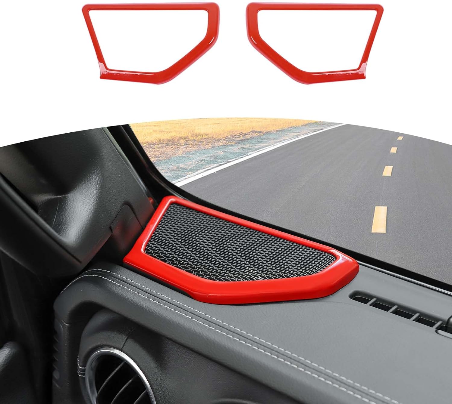 RT-TCZ for Wrangler JL A Pillar Speaker Frame Trim Cover Red for Jeep Wrangler JL JLU 2018+ for Gladiator JT 2020+ ABS Interior Accessories 2pcs