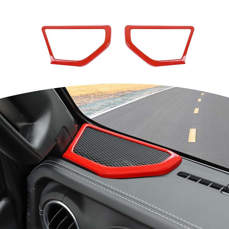 Capa de acabamento da moldura do alto-falante da coluna A vermelha RT-TCZ para Jeep Wrangler JL JLU 2018+ e Gladiator JT 2020+ Kit com 2 peças