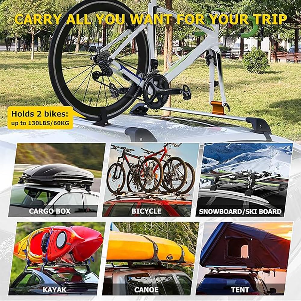 Generic 2PCS Mountain Bike Block Fork Mount, Universal Quick Release Bike Front Fork Mount Bracket Set, Aluminum Alloy, Bicycle Front Fork Fixed Clip Luggage Rack for Truck/Trailer/Bikes, yellow