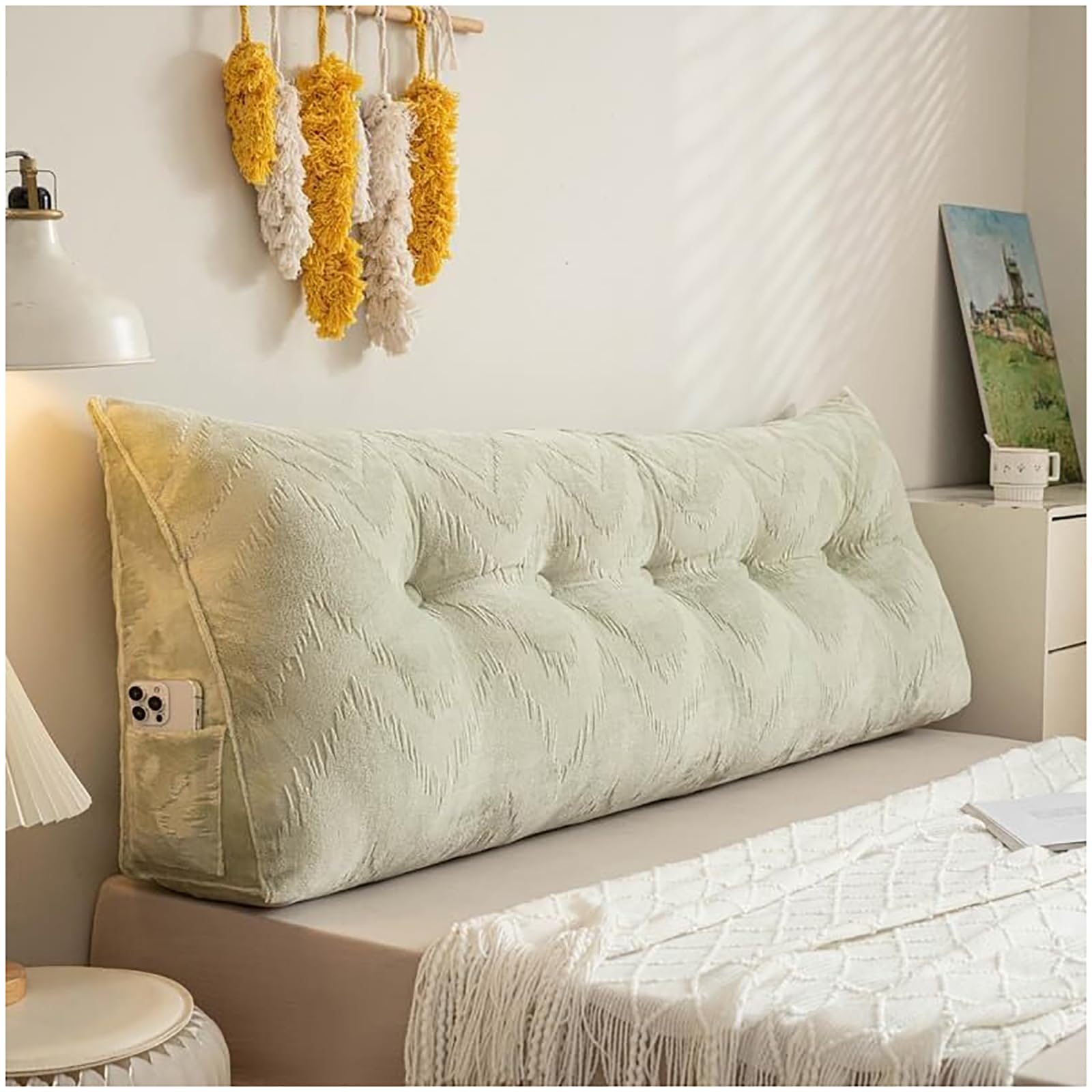 Coussin dossier canapé triangulaire lit 80x20x50cm vert