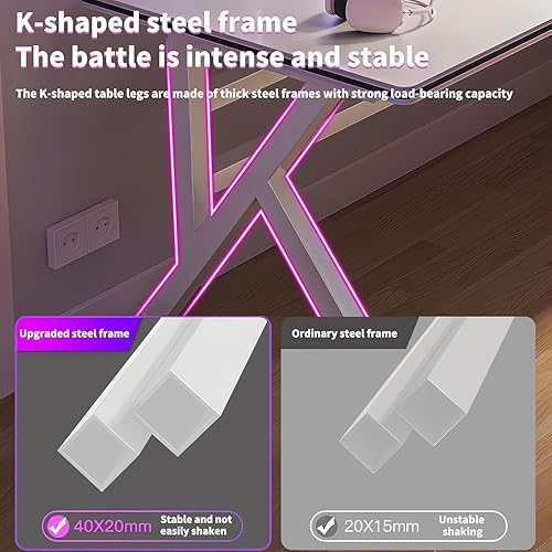 Miniatura 6 de Escritorio ergonómico grande para juegos, mesa de juegos en forma de K, estación de trabajo para juegos de PC, escritorios de oficina en casa,