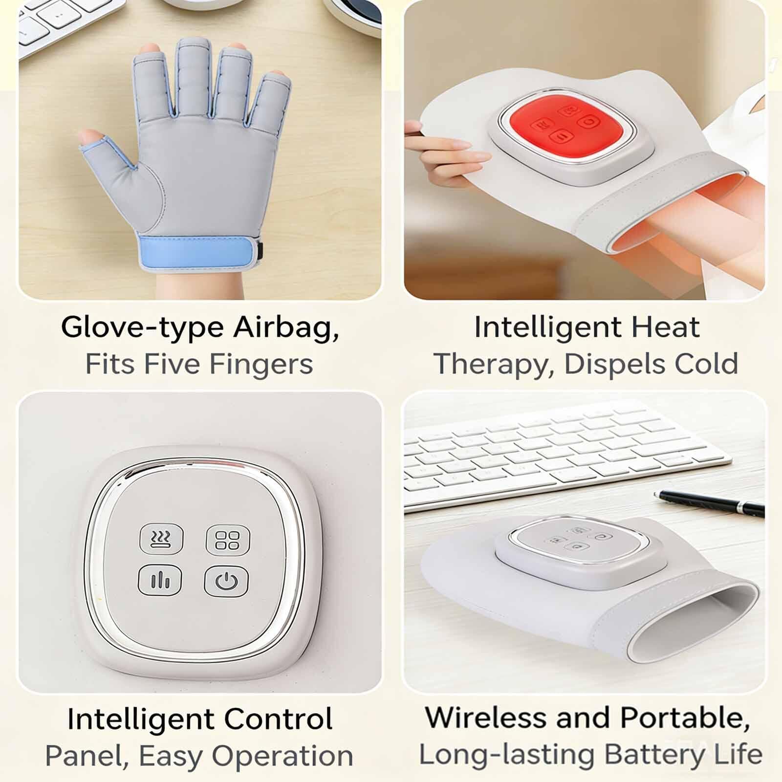 Massaggiatore Mani Hand Massager Elettrico Funzioni Riscaldamento Compressione Adatto Alleviare AffaticamentoRegalo