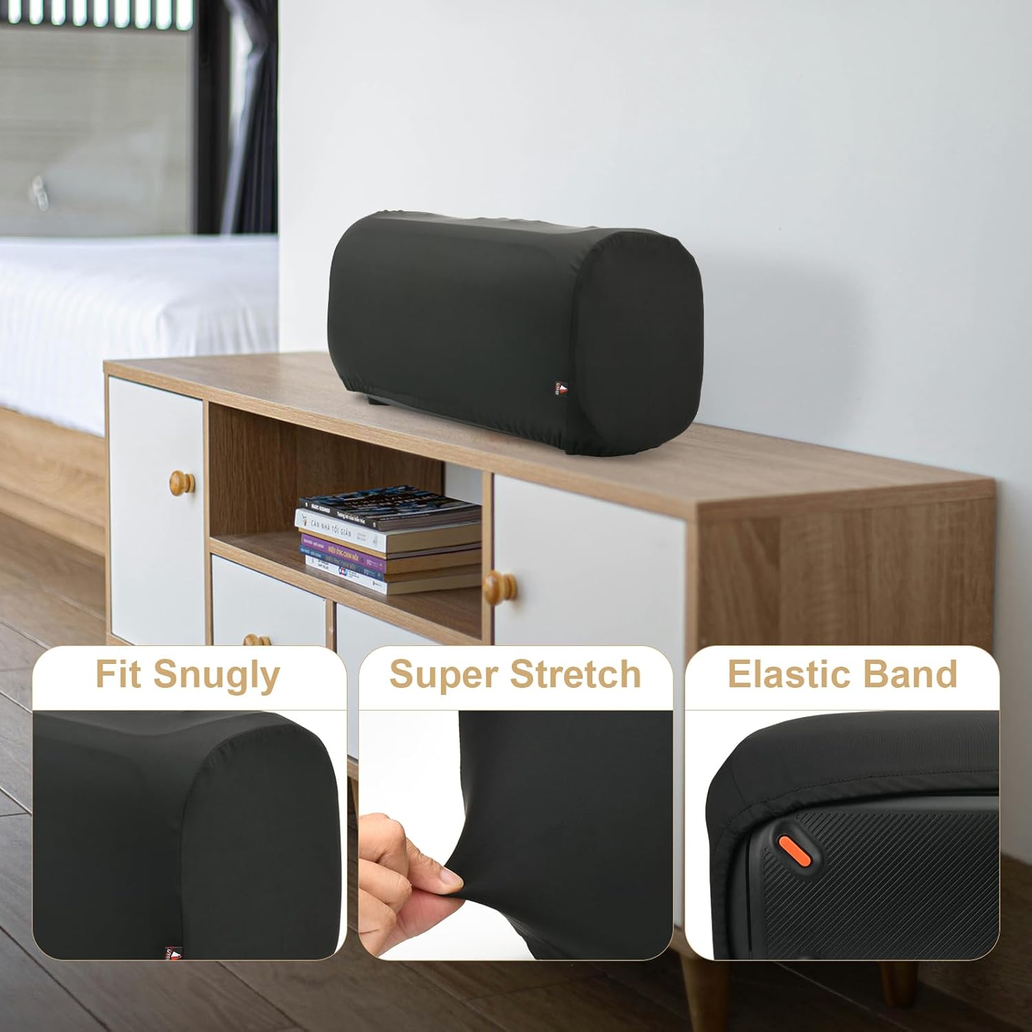 TXEsign Dust Case for PartyBox On-The-Go Portable Party Speaker, Stretch Speaker Cover w Elastic Band Protective Dust Case - Image 2