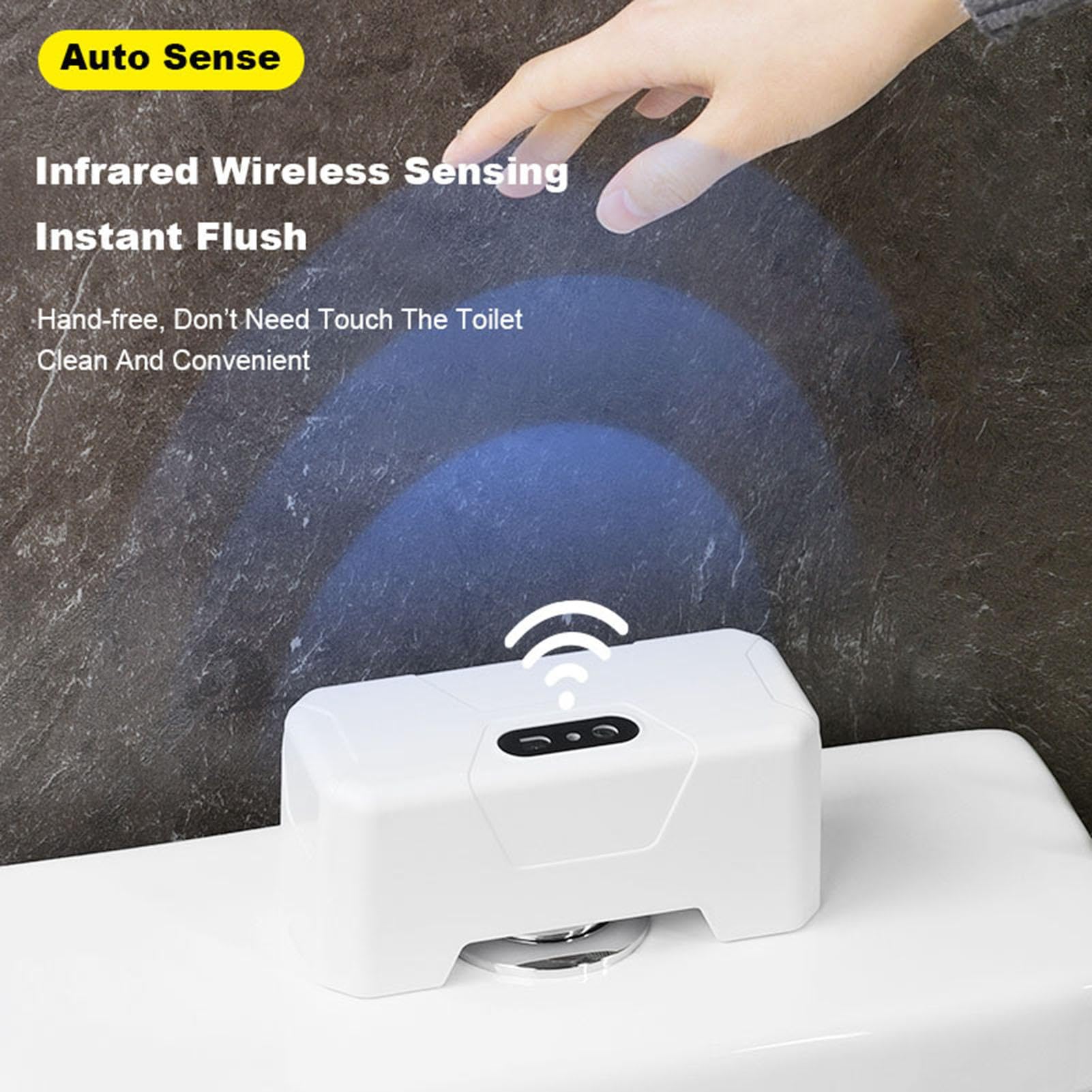Kit de chasse d'eau automatique sans contact infrarouge avec détecteur de mouvement intelligent avec batterie de 1800 mAh, fixation automatique externe pour salles de bains modernes | Mise à niveau de