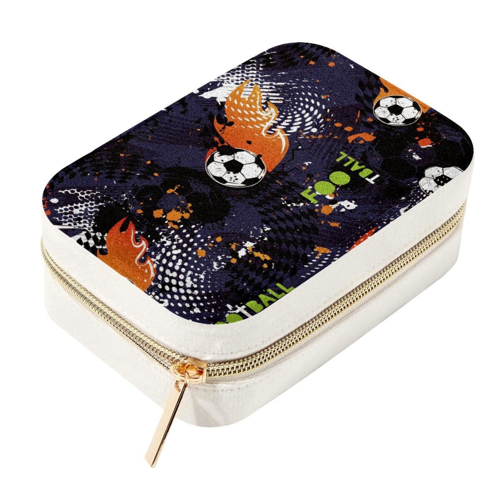 Boîte à bijoux de voyage football avec double niveau de rangement antichoc