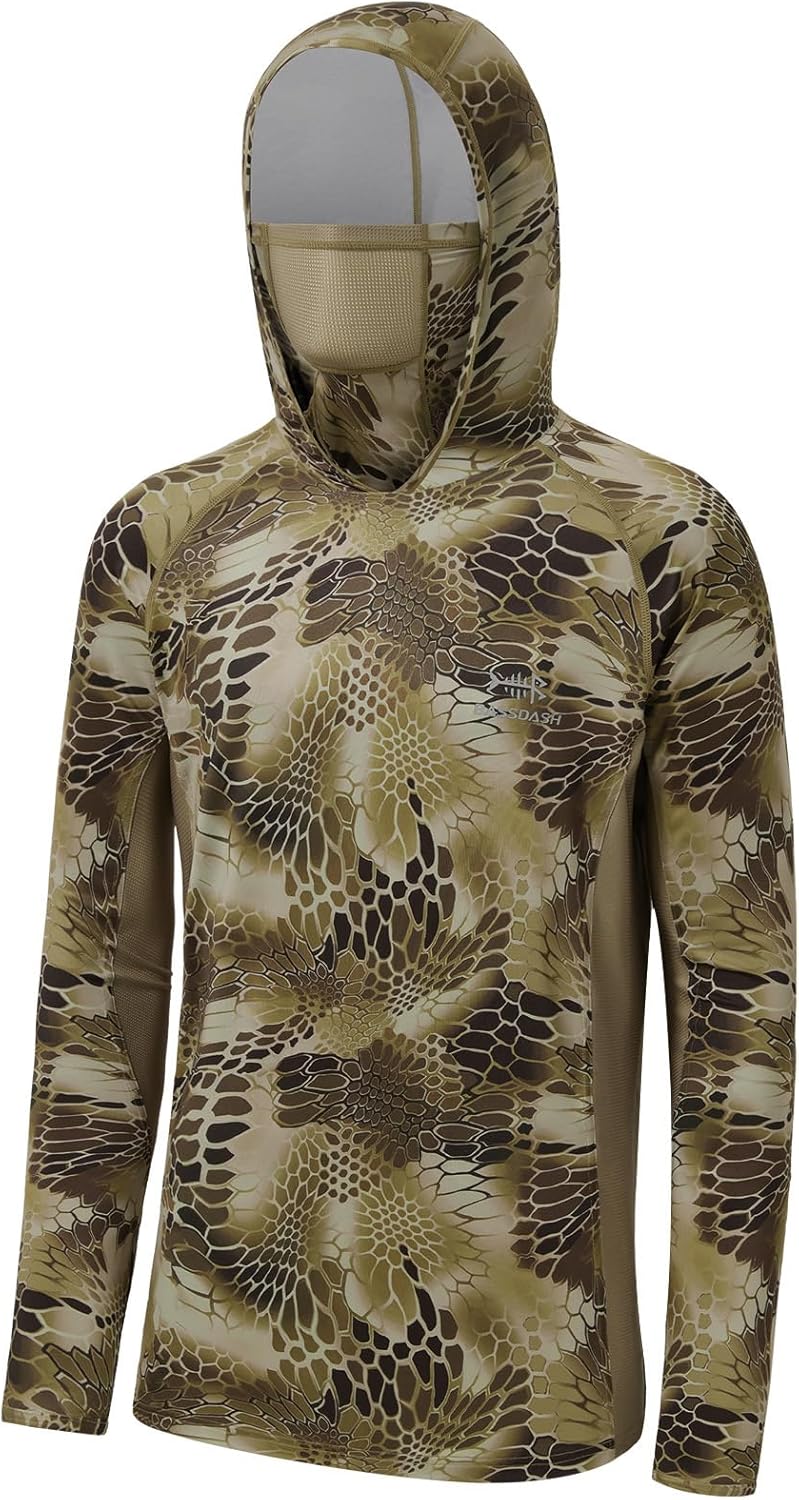BASSDASH Men's UPF 50+ Camo Long Sleeve Hunting Fishing Hoodie Shirt