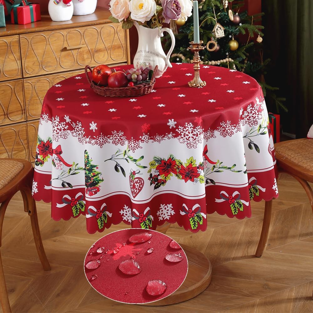 Amazon｜Hopeholic クリスマス テーブルクロス 円形 直径140cm