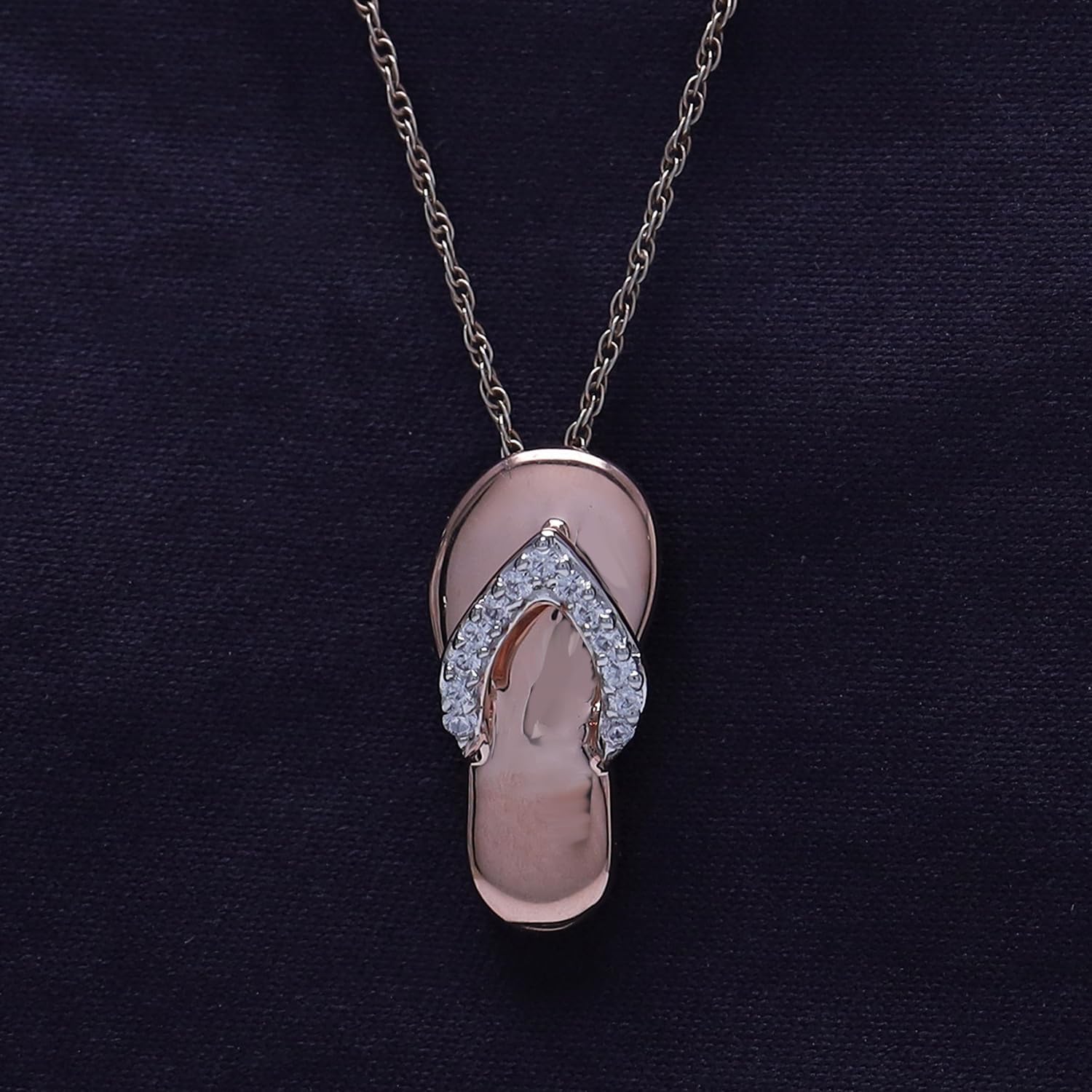 Jewel Zone US Round Cubic Zirconia Flip-Flop Pendant Necklace in 14K Gold Over Sterling Silver