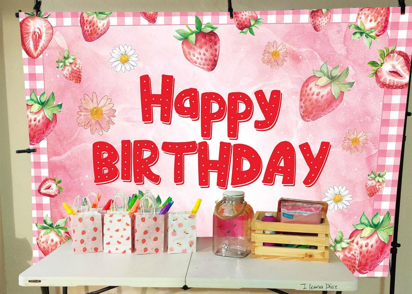 Berry First Birthday Backdrop Banner 7x5ft Strawberry 1st Birthday Photography Background Strawberry Shortcake Sweet One Berry Party Decoration Photo Booth Studio Props