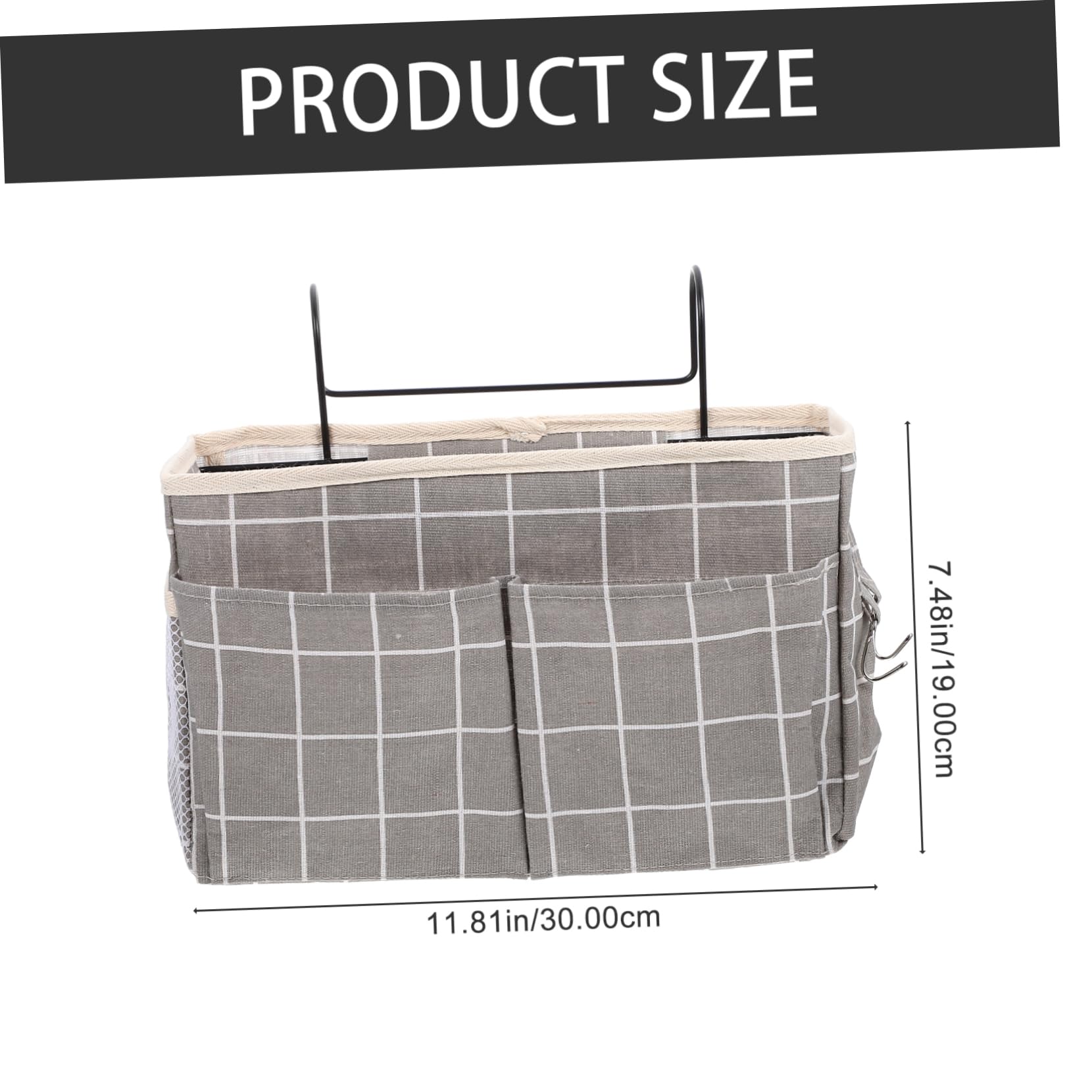 MUCKLILY Multipurpose Hanging Pouch Organizer Grey Storage Basket for Dorm Bedside for Phones Chargers Books Sundries Capacity for Friends Family