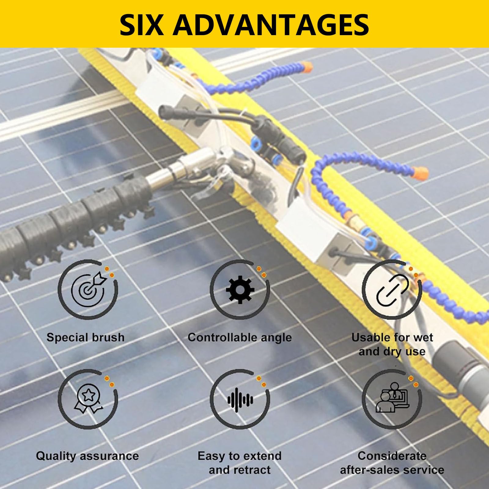 Elektrische Poolreinigungsbürste mit ausziehbarer Stange, wasserführendes Reinigungswerkzeug für Photovoltaik- und Solarmodule